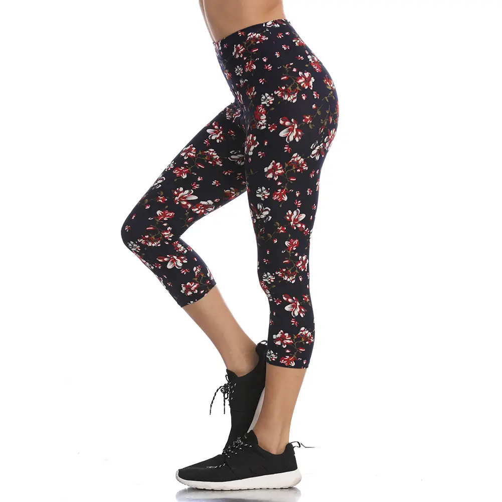 Women Printed High Waist Belly Lifting Yoga Pants - Image 3