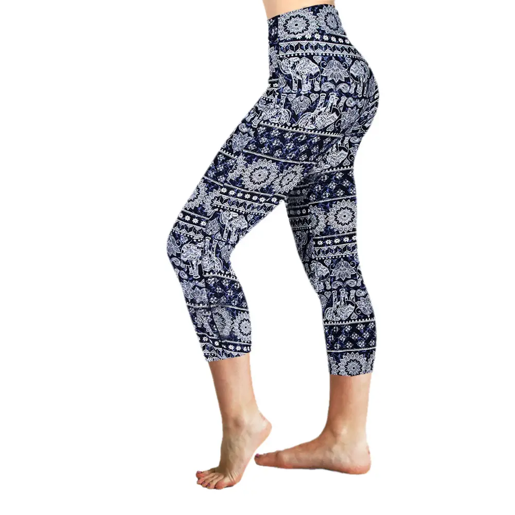 Women Printed High Waist Belly Lifting Yoga Pants - Image 4