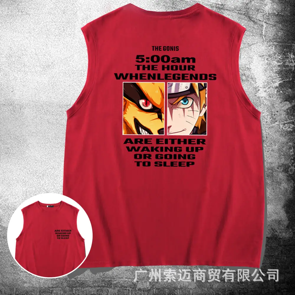 Naruto Printed Waistcoat Vest Red Summer - Image 4