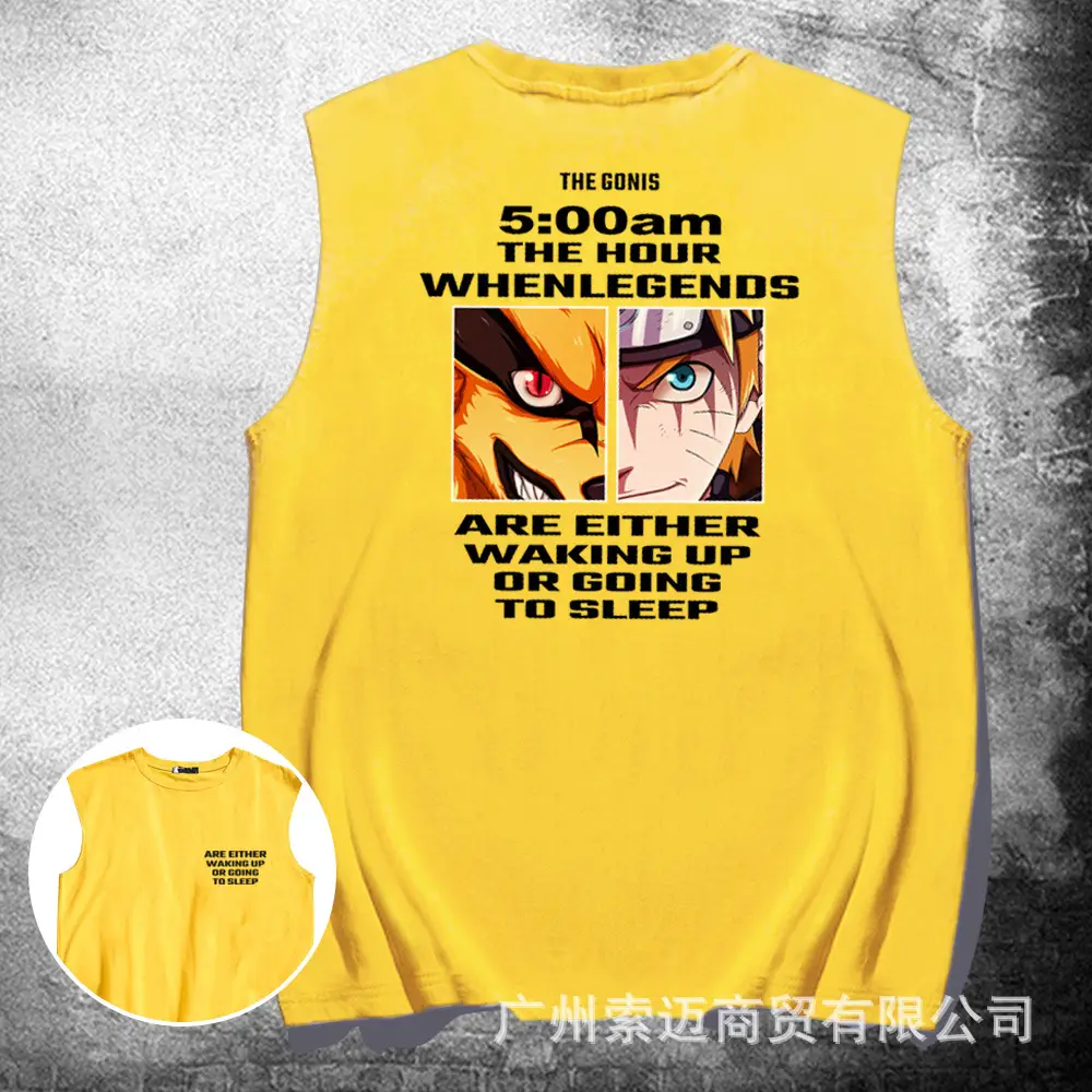 Naruto Printed Waistcoat Vest Red Summer - Image 3
