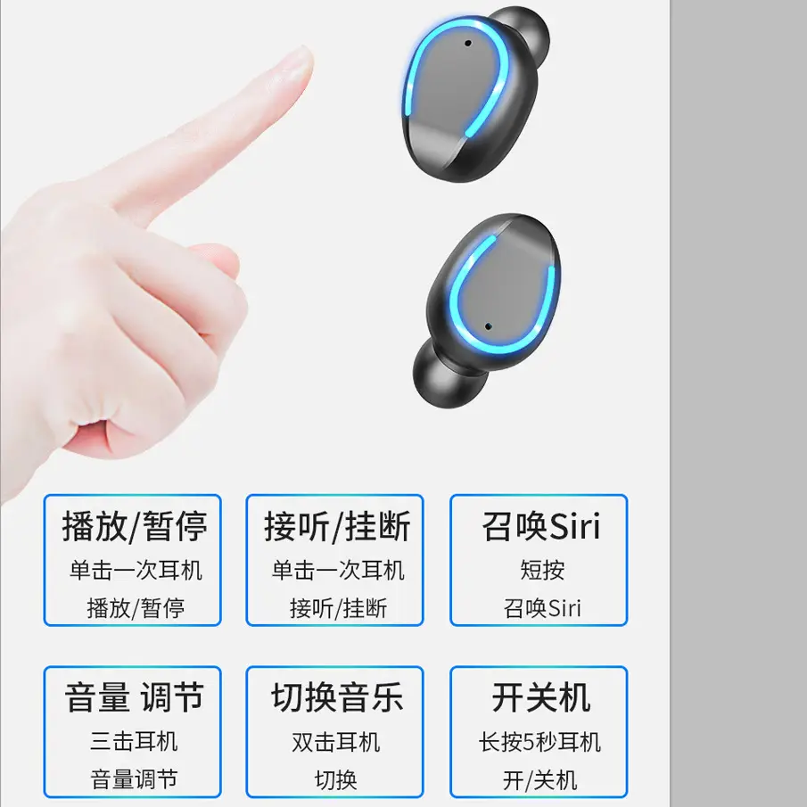 Bluetooth Headset 5.0 Binaural English Power Display Charging Compartment - Image 7