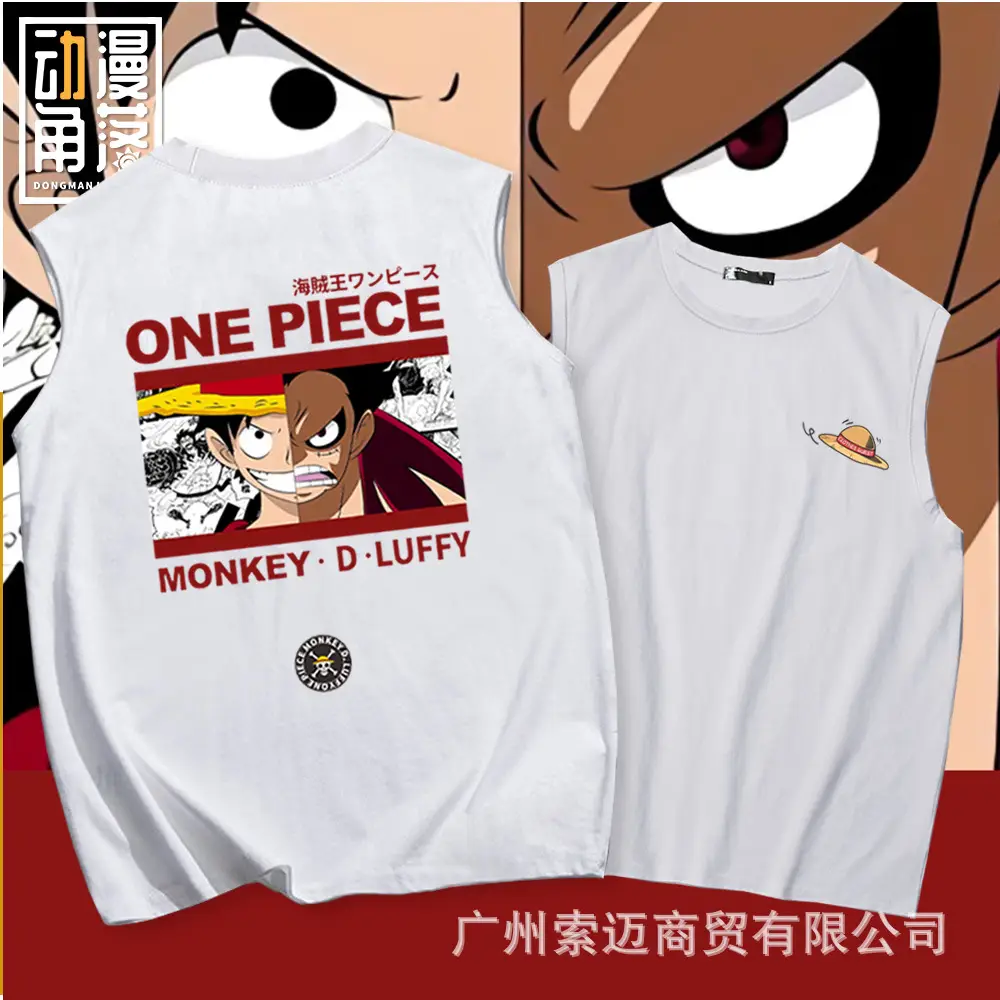 One Piece Monkey D Luffy Sleeve Vest Black - Image 8