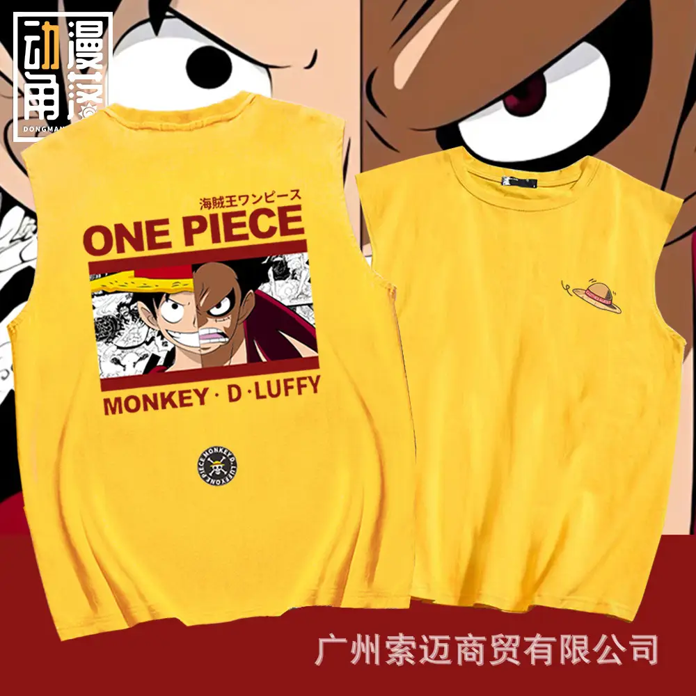 One Piece Monkey D Luffy Sleeve Vest Black - Image 9