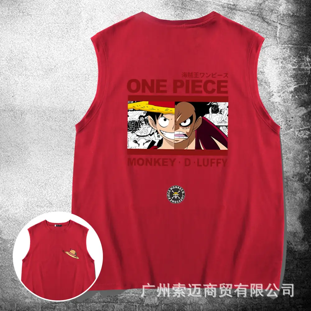 One Piece Monkey D Luffy Sleeve Vest Black - Image 4