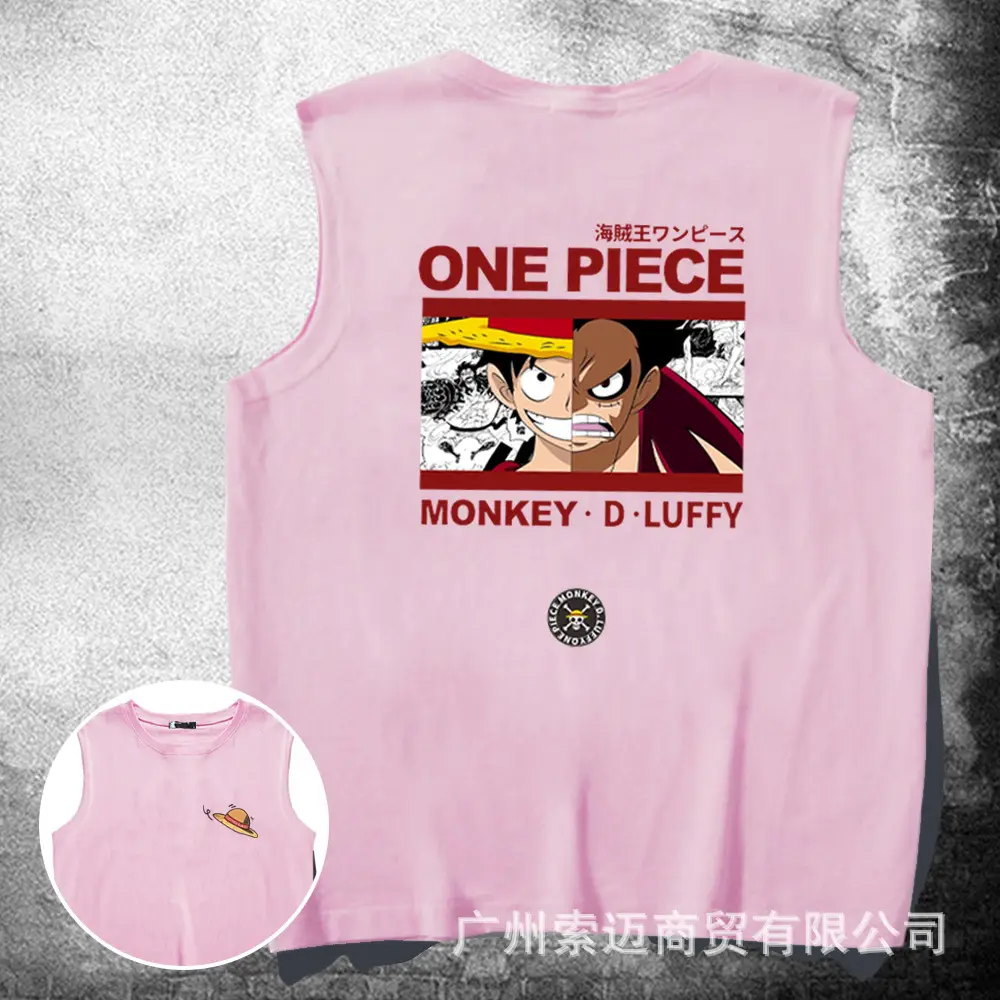 One Piece Monkey D Luffy Sleeve Vest Black - Image 6