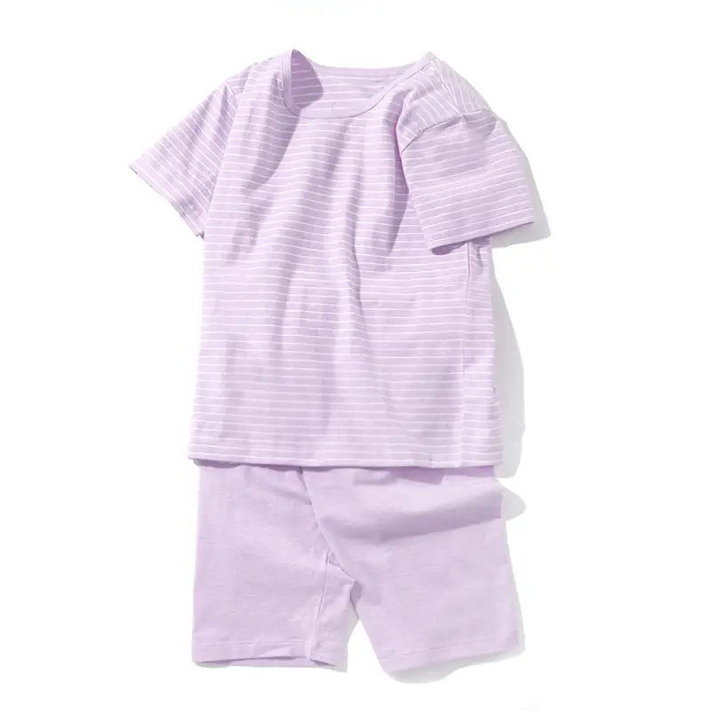 Lilac Striped Baby Pajama Set for Boys Girls