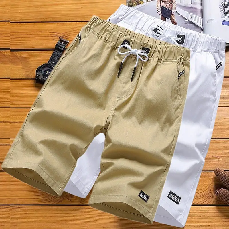 Men Drawstring Shorts Cotton Summer Black - Image 6