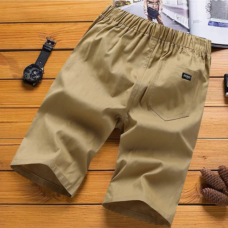 Men Drawstring Shorts Cotton Summer Black - Image 7