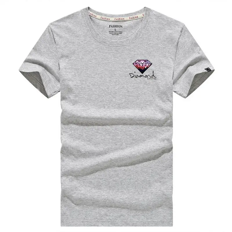 Men Grey Embroidered T-Shirt Large - Image 10