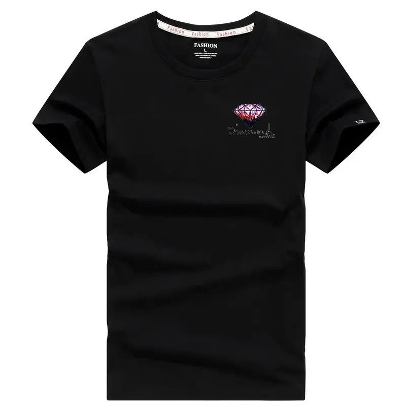 Men Grey Embroidered T-Shirt Large - Image 3