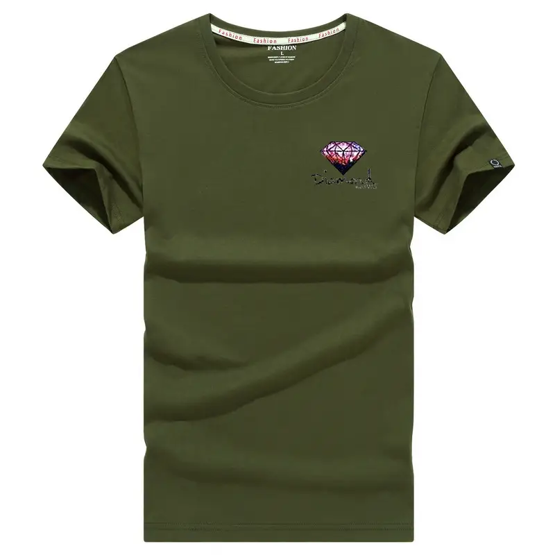 Men Grey Embroidered T-Shirt Large - Image 4