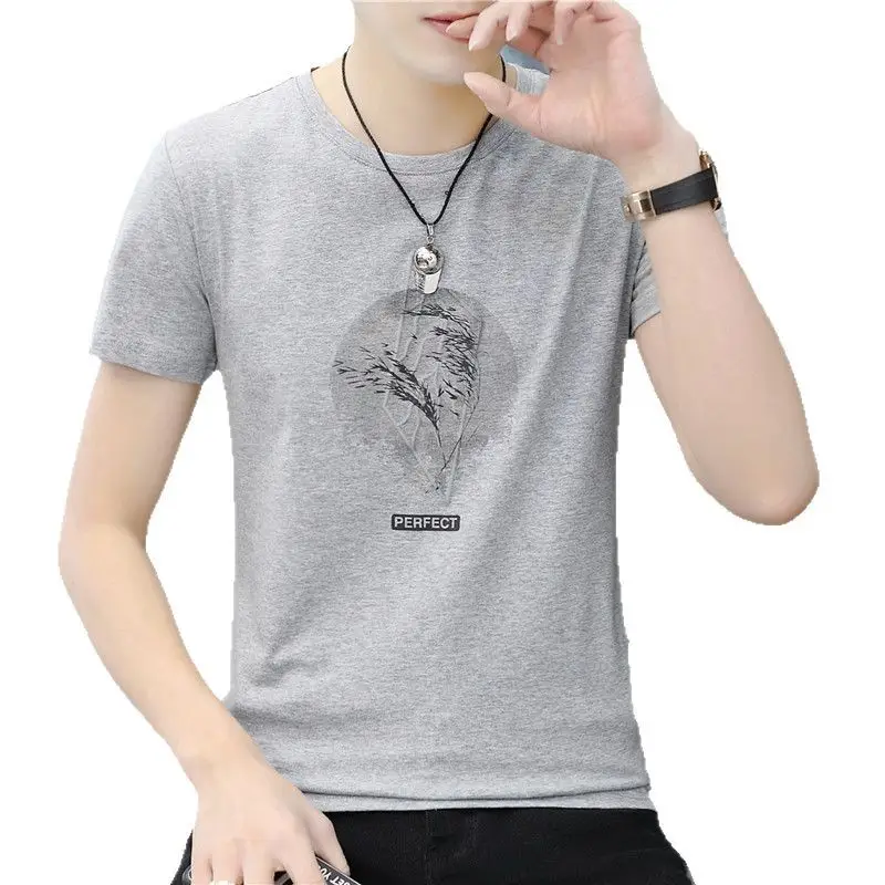 Men Cotton Heart Print T-Shirt White Short Sleeve - Image 10