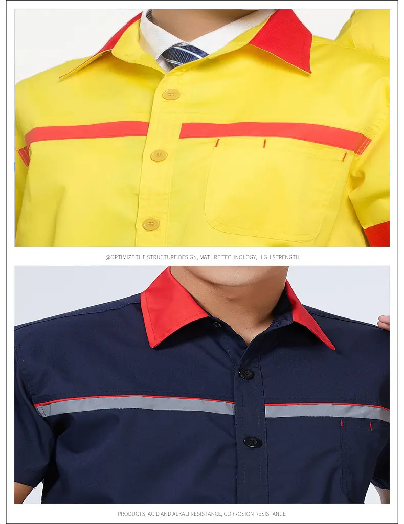 Navy Blue Gas Station Shirt Men Women Stripe — feature 5