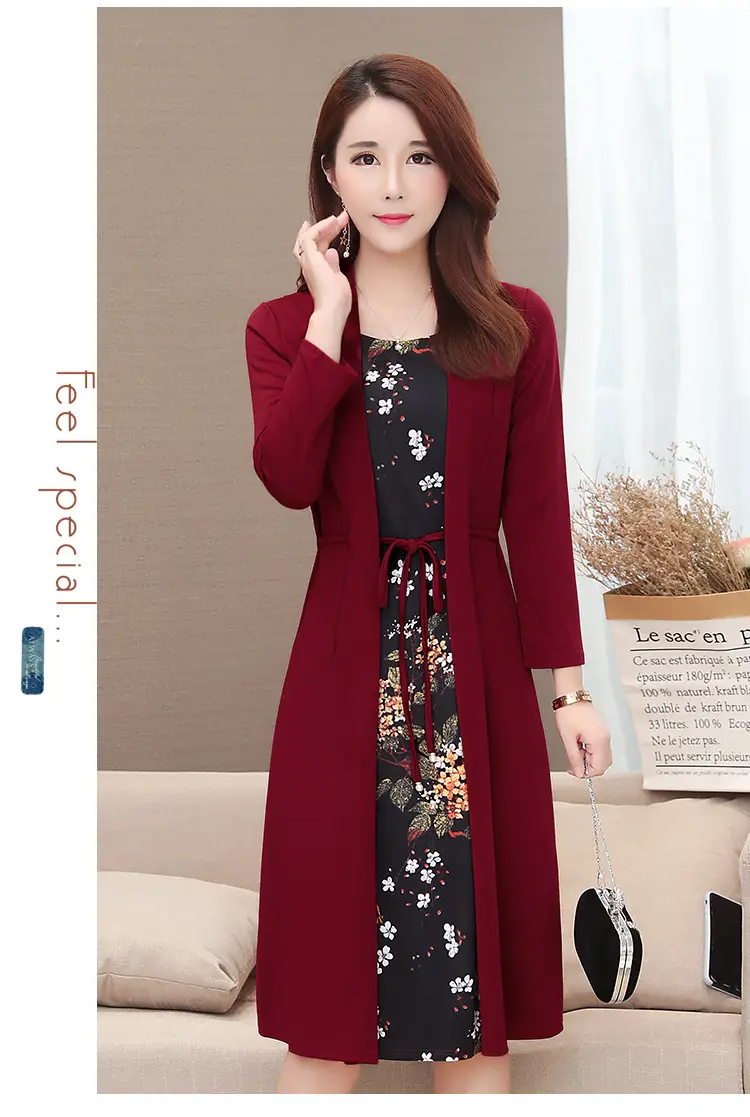 Elegant Maroon Floral Belted Dress for Women — feature 18