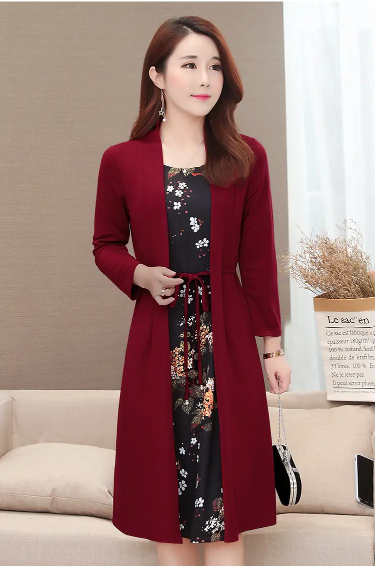 Elegant Maroon Floral Belted Dress for Women — feature 19