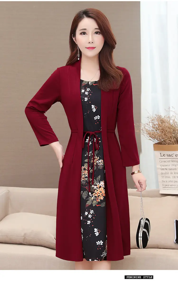 Elegant Maroon Floral Belted Dress for Women — feature 20