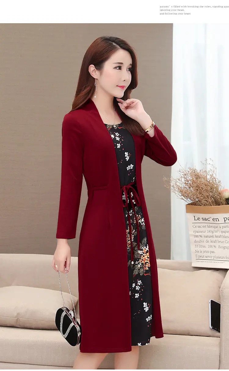 Elegant Maroon Floral Belted Dress for Women — feature 21