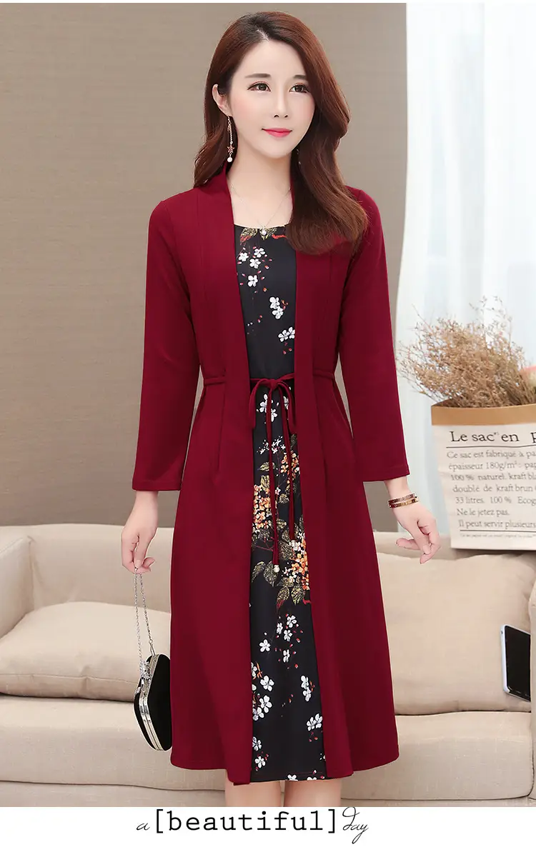 Elegant Maroon Floral Belted Dress for Women — feature 22