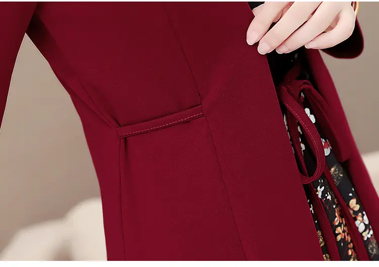 Elegant Maroon Floral Belted Dress for Women — feature 28