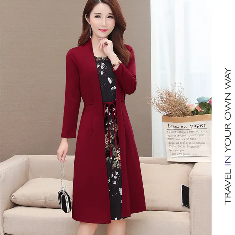 Elegant Maroon Floral Belted Dress for Women — feature 33