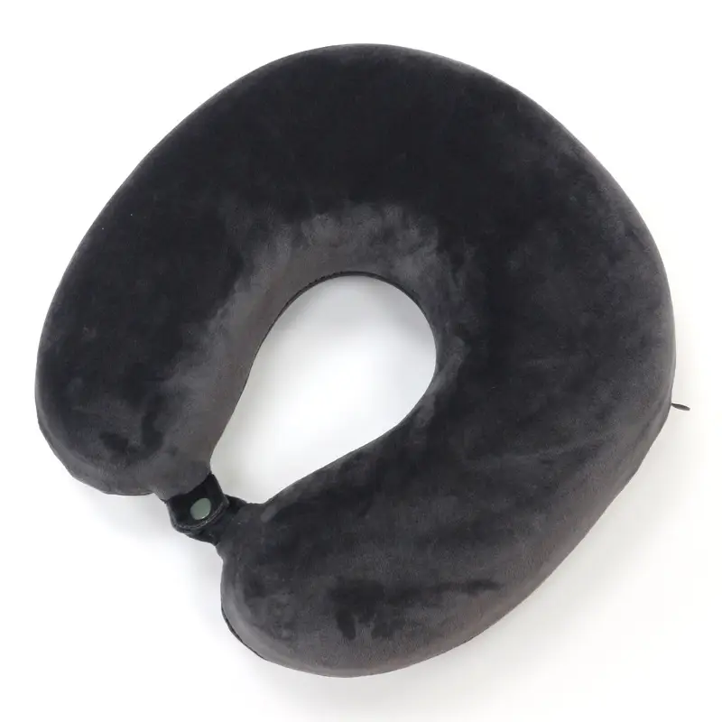 U-Shaped Memory Foam Neck Pillow Black Travel Office - Image 3