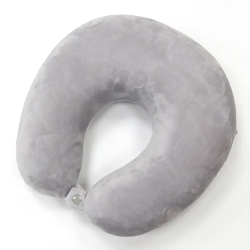 U-Shaped Memory Foam Neck Pillow Black Travel Office - Image 4