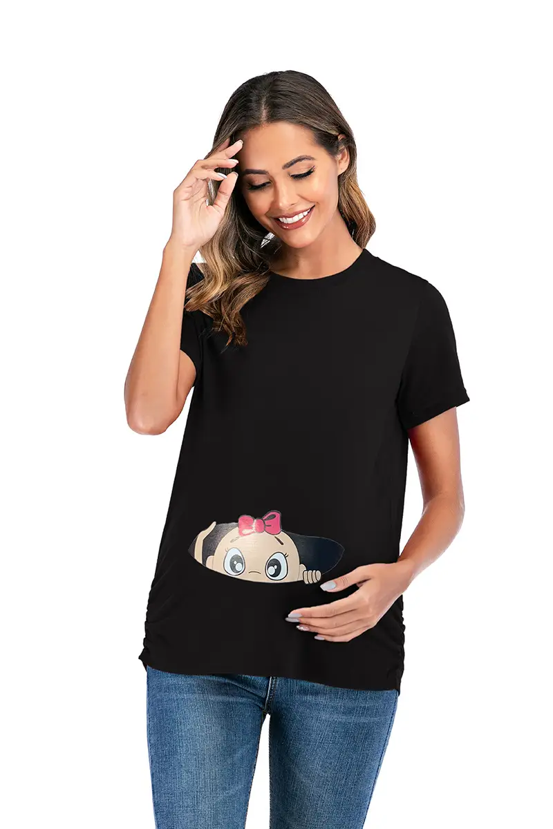 Maternity Printed T-Shirt with Cute Dog Design - Image 8