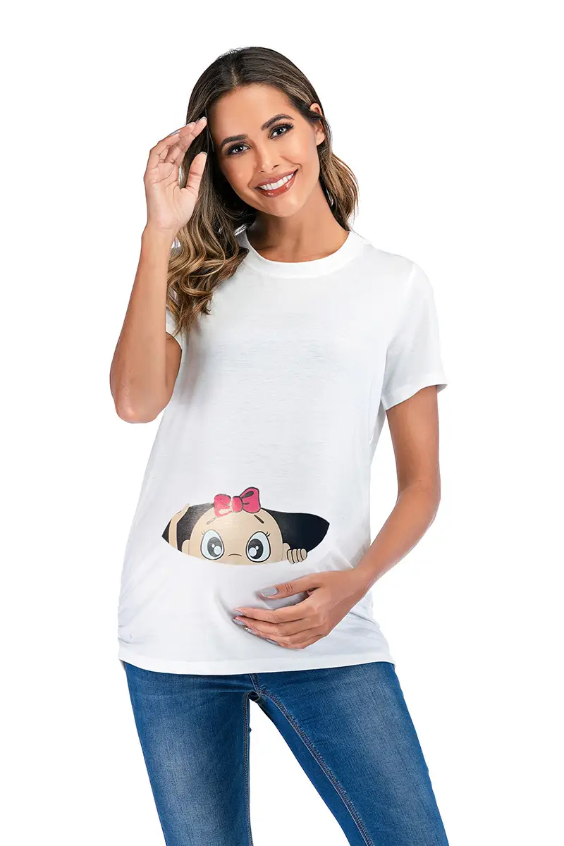 Maternity Printed T-Shirt with Cute Dog Design - Image 9