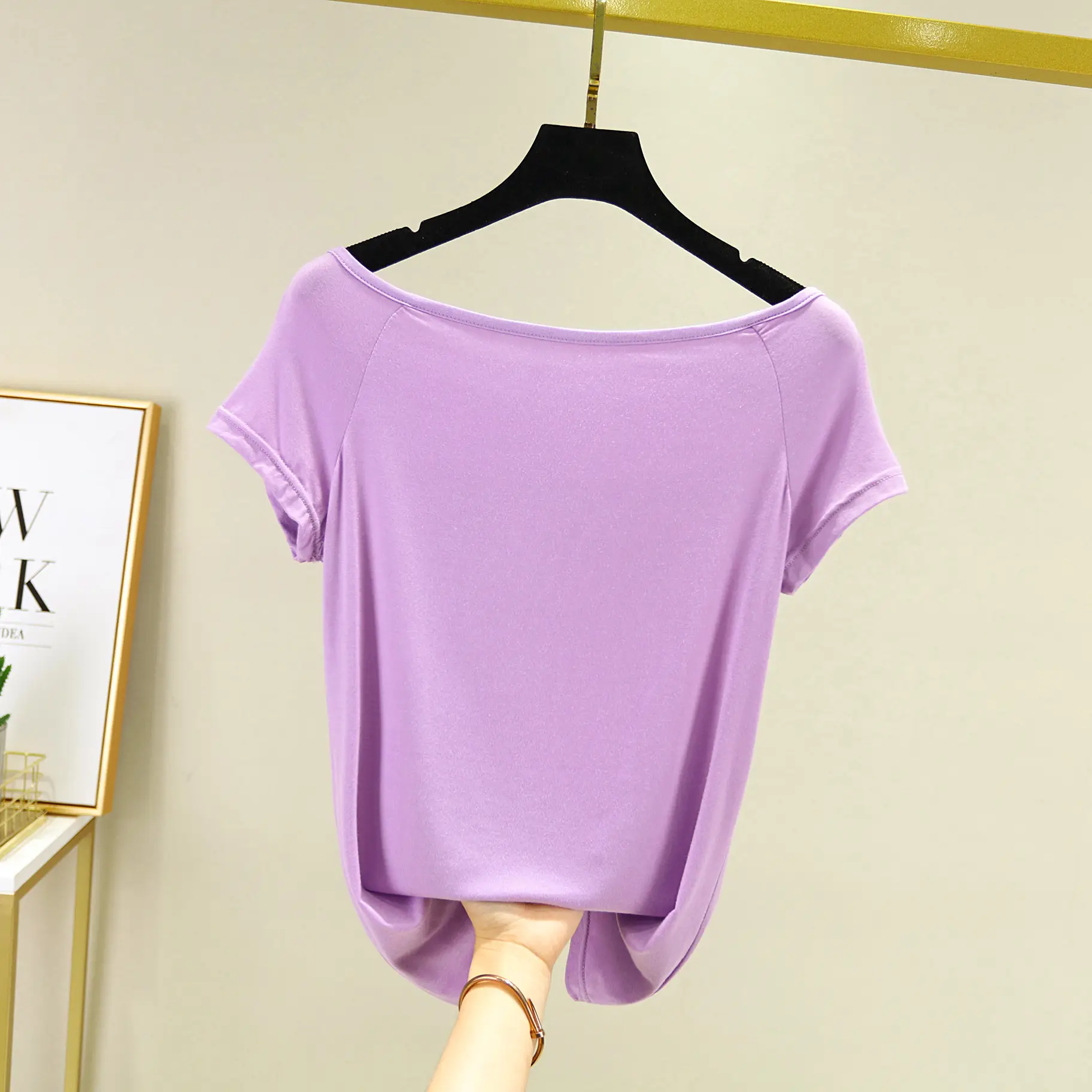 Summer New Modal Collar T-Shirt Large Women Korean Style - Image 2