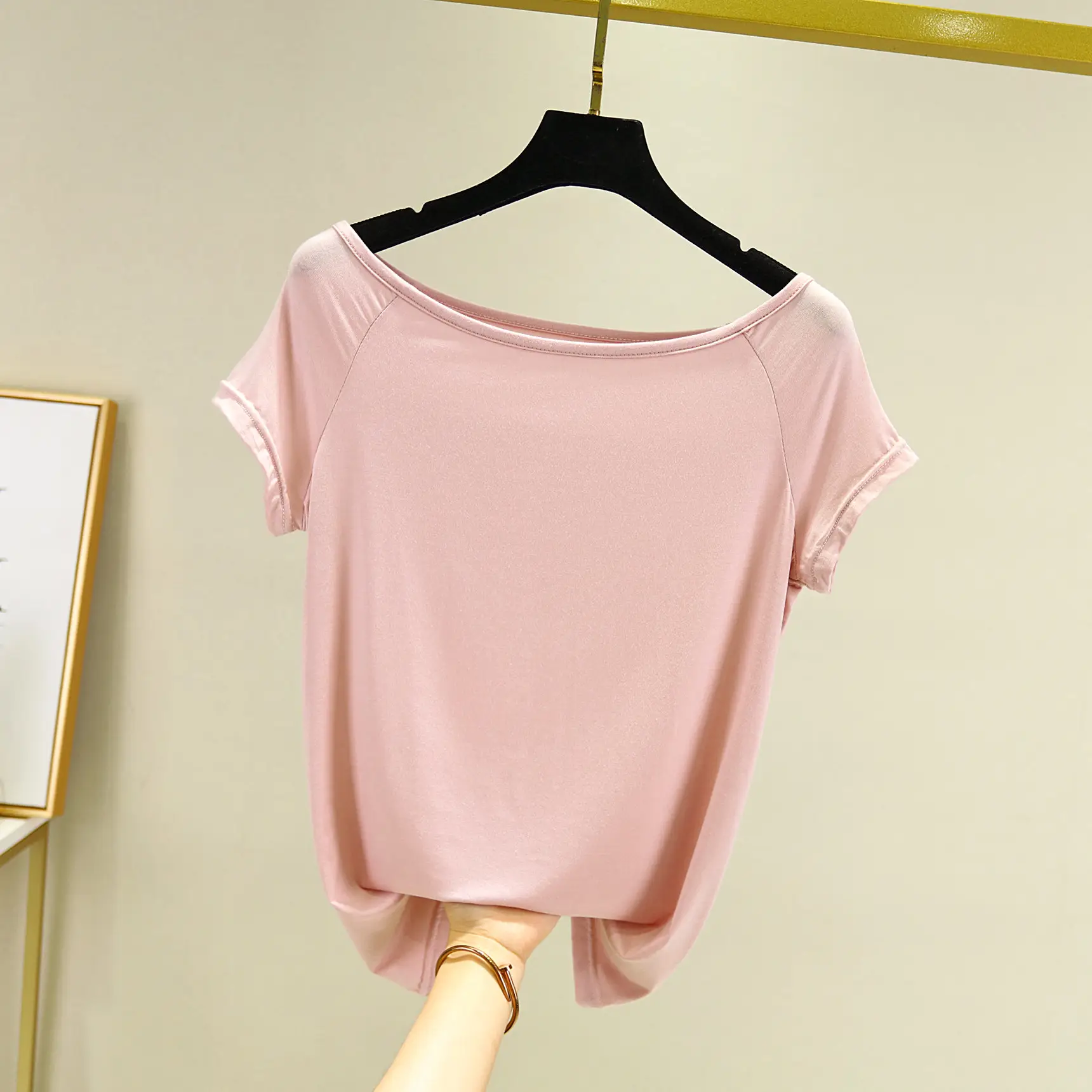 Summer New Modal Collar T-Shirt Large Women Korean Style - Image 3