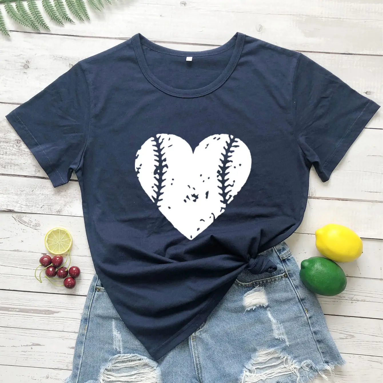 Yellow Baseball Heart T-Shirt for Women - Image 11