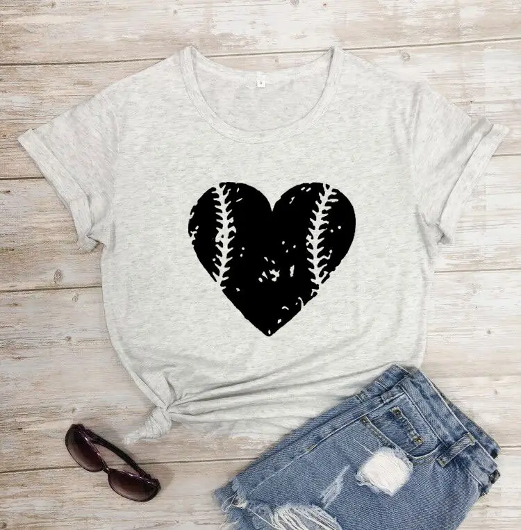 Yellow Baseball Heart T-Shirt for Women - Image 13