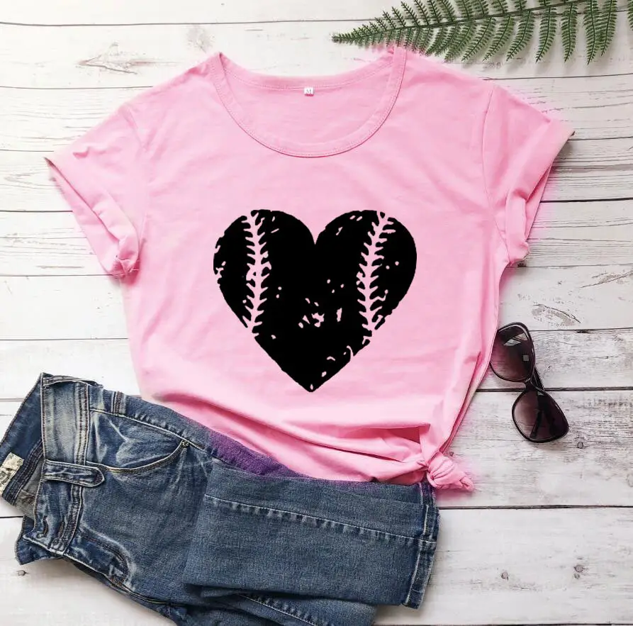 Yellow Baseball Heart T-Shirt for Women - Image 4