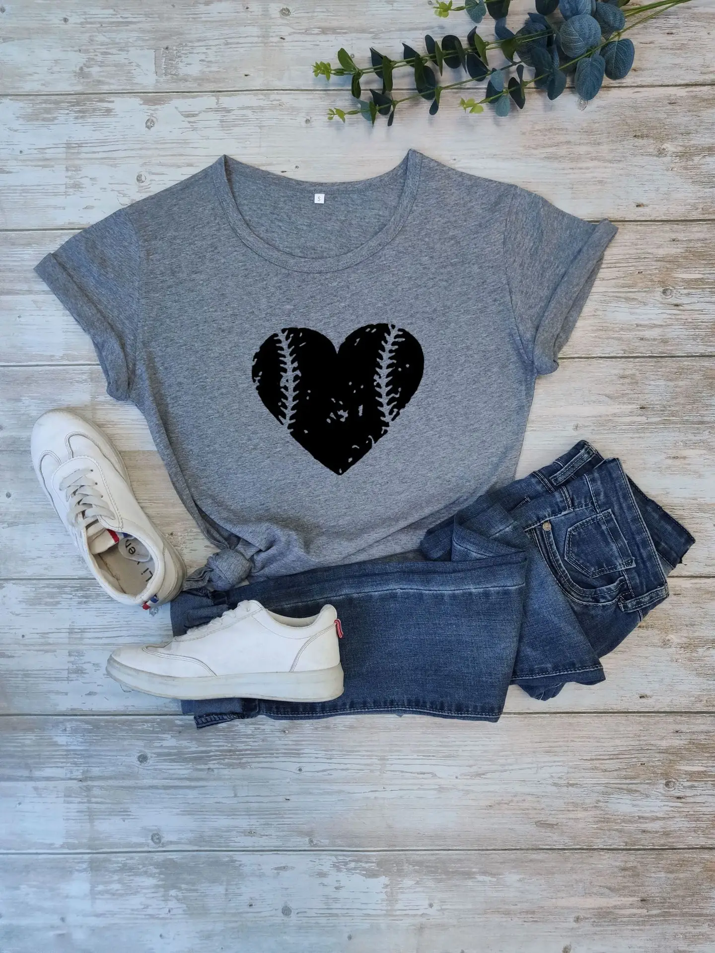 Yellow Baseball Heart T-Shirt for Women - Image 9