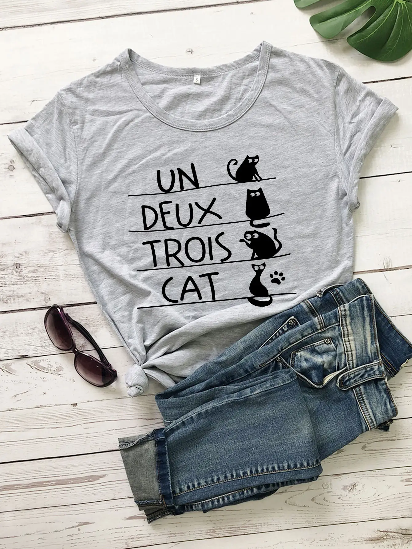 UN DEUX TROIS CAT Cat Print T-Shirt Yellow - Image 6