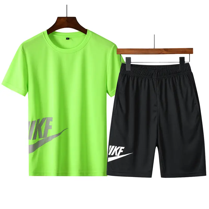 Men Nike Yellow Black Running Shorts Set - Image 5