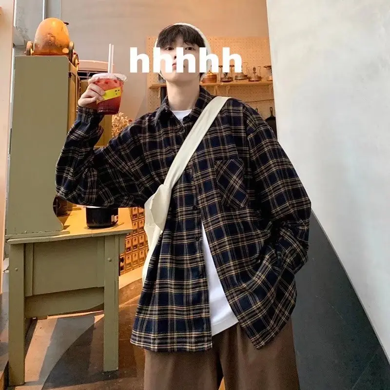 Men Long-sleeve Plaid Shirt Spring Summer Casual Wear - Image 3