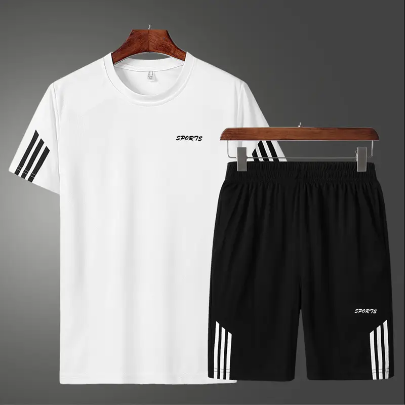 Men 2020 Summer Black Printed Shorts Set with T-Shirt - Image 18