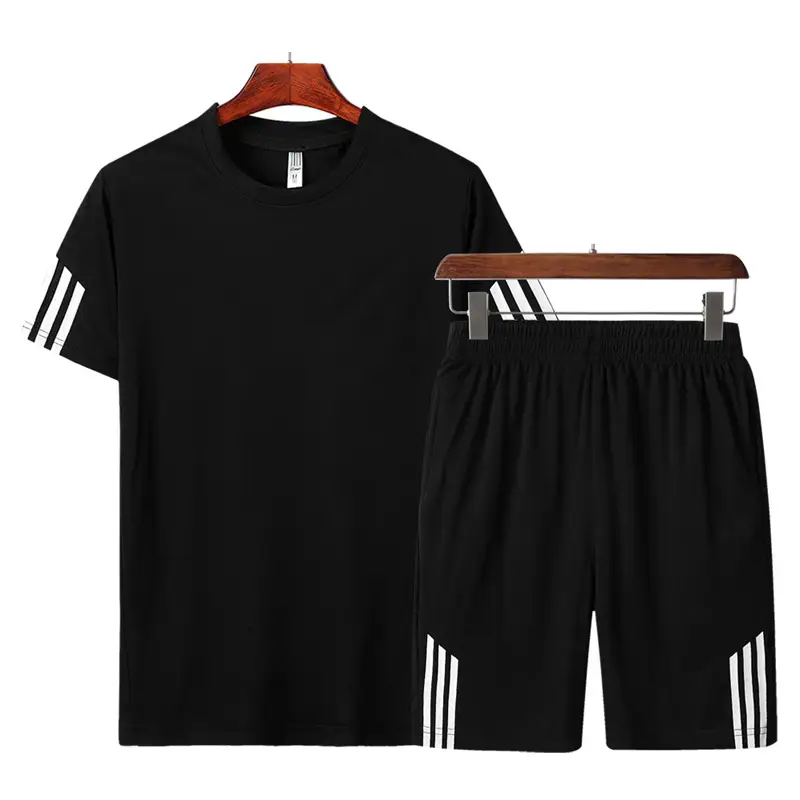 Men 2020 Summer Black Printed Shorts Set with T-Shirt - Image 12