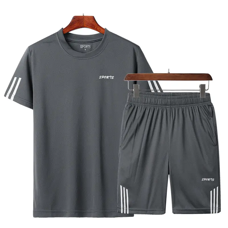 Men 2020 Summer Black Printed Shorts Set with T-Shirt - Image 3