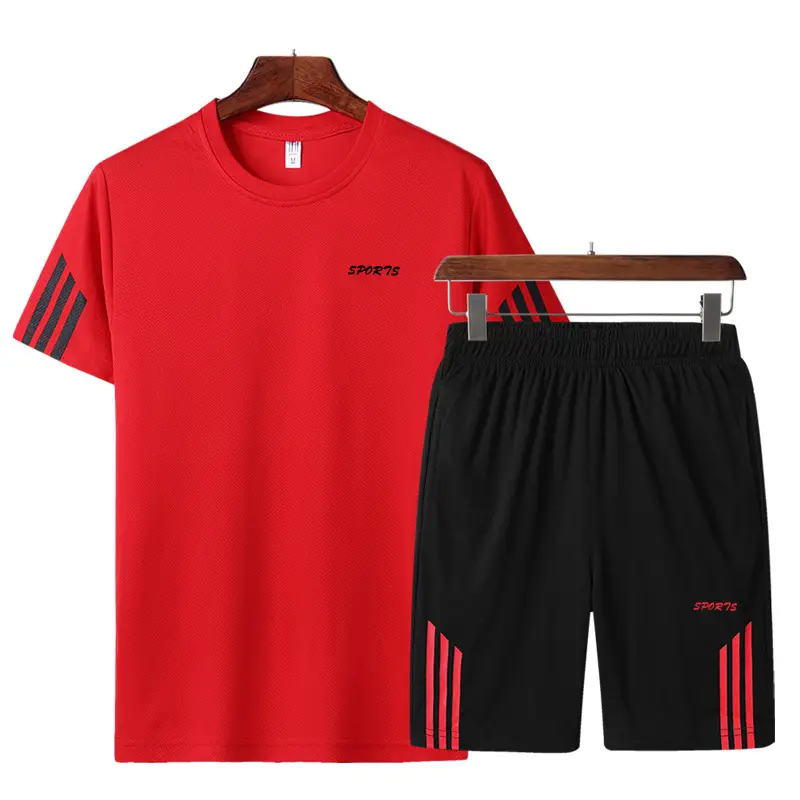 Men 2020 Summer Black Printed Shorts Set with T-Shirt - Image 4