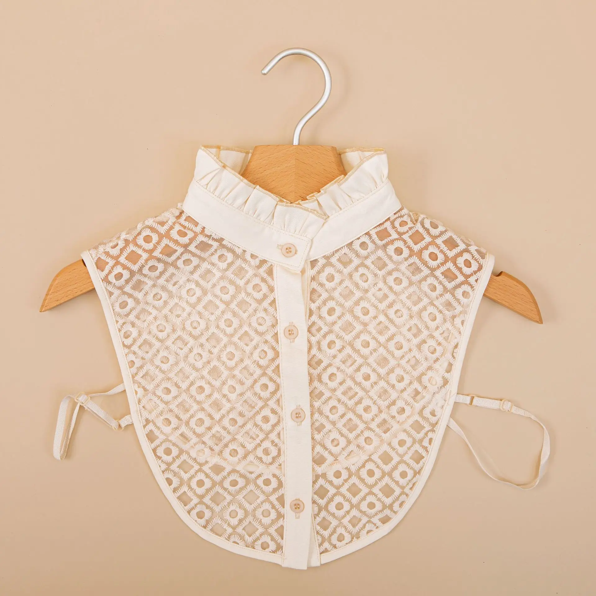 Black Embroidered Fake Collar Shirt for Women