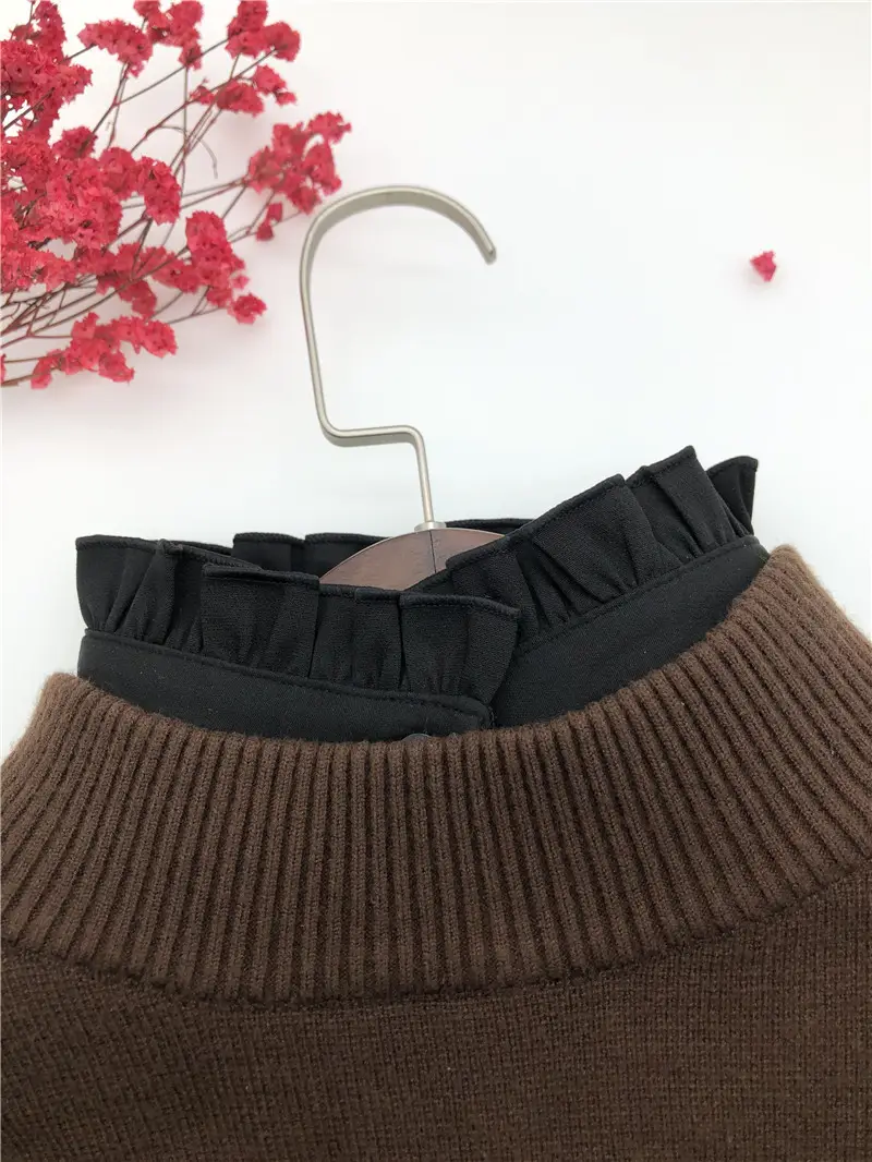 Black Embroidered Fake Collar Shirt for Women — feature 10