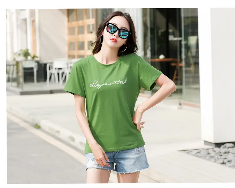 Women's Orange Letter Print T-Shirt Large Summer Wear — feature 19
