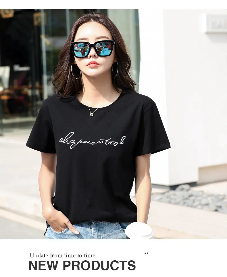 Women's Orange Letter Print T-Shirt Large Summer Wear — feature 32