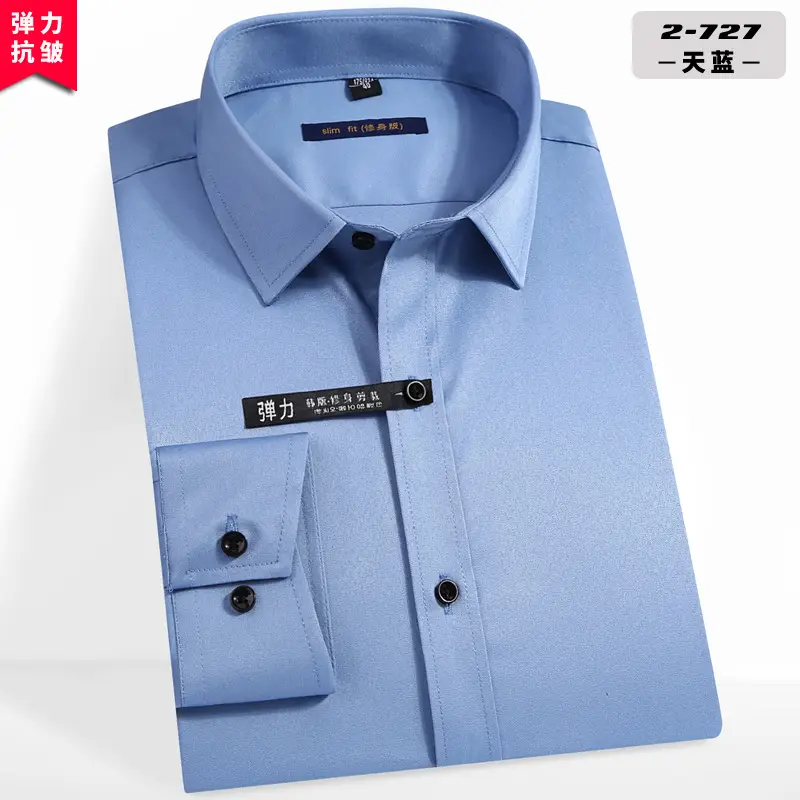 Men's Long Sleeve Slim Fit Shirt Light Grey Stretch - Image 12