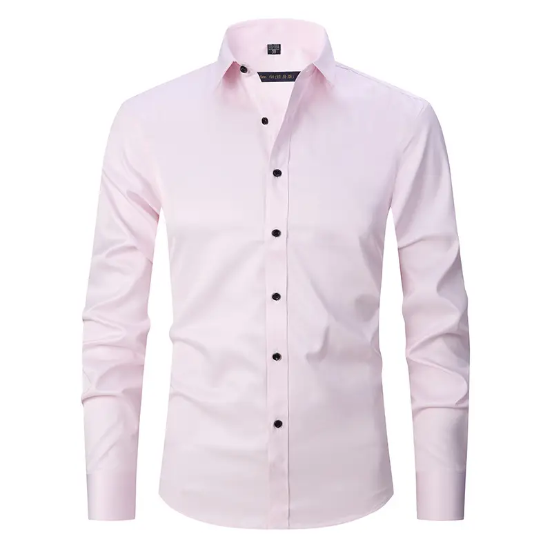 Men's Long Sleeve Slim Fit Shirt Light Grey Stretch - Image 2