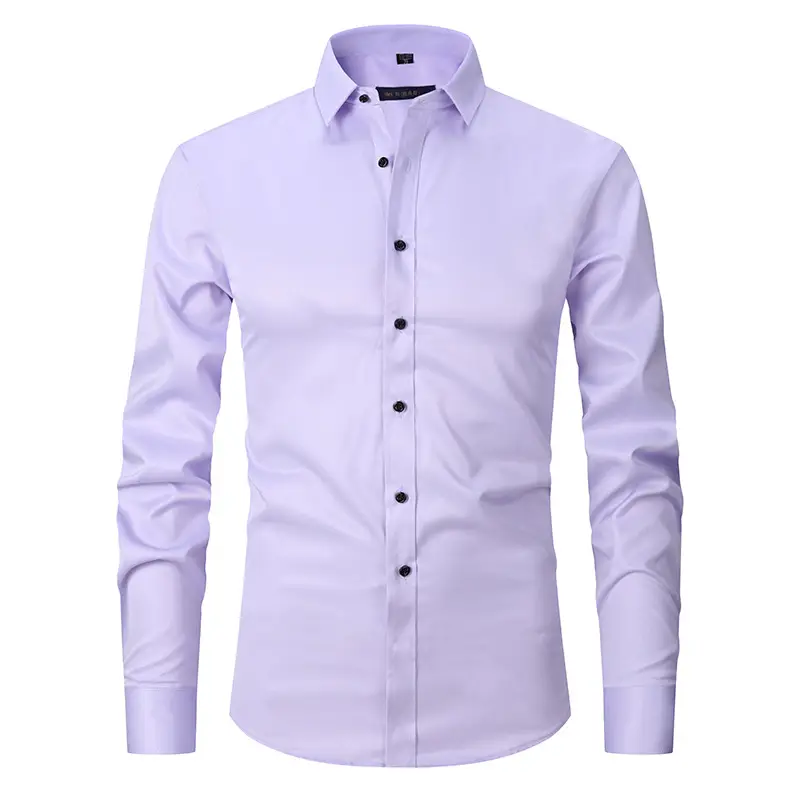 Men's Long Sleeve Slim Fit Shirt Light Grey Stretch - Image 4