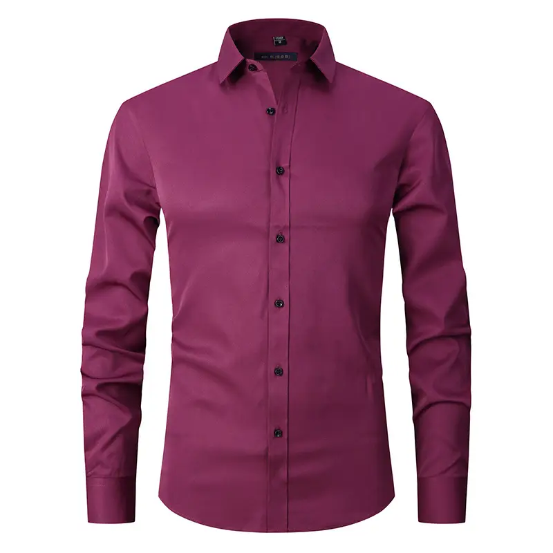 Men's Long Sleeve Slim Fit Shirt Light Grey Stretch - Image 6