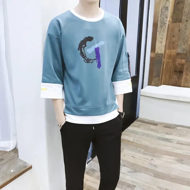 Men's White Graphic Sweat Suit 2020 Spring Autumn Loose Fit